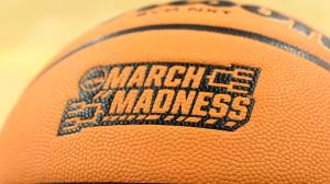 March Madness logo on basketball