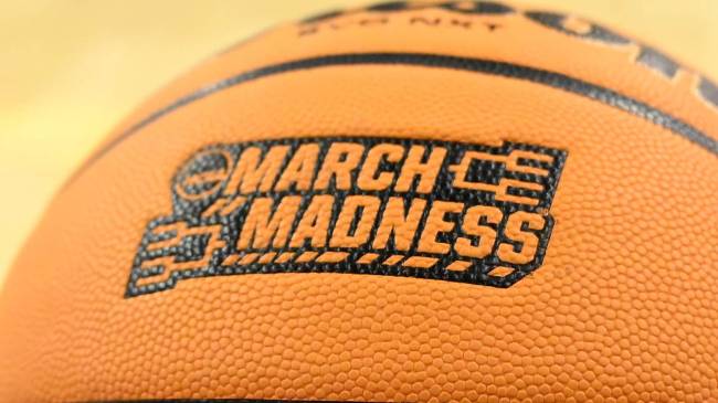 March Madness logo on basketball