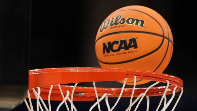 NCAA logo on basketball