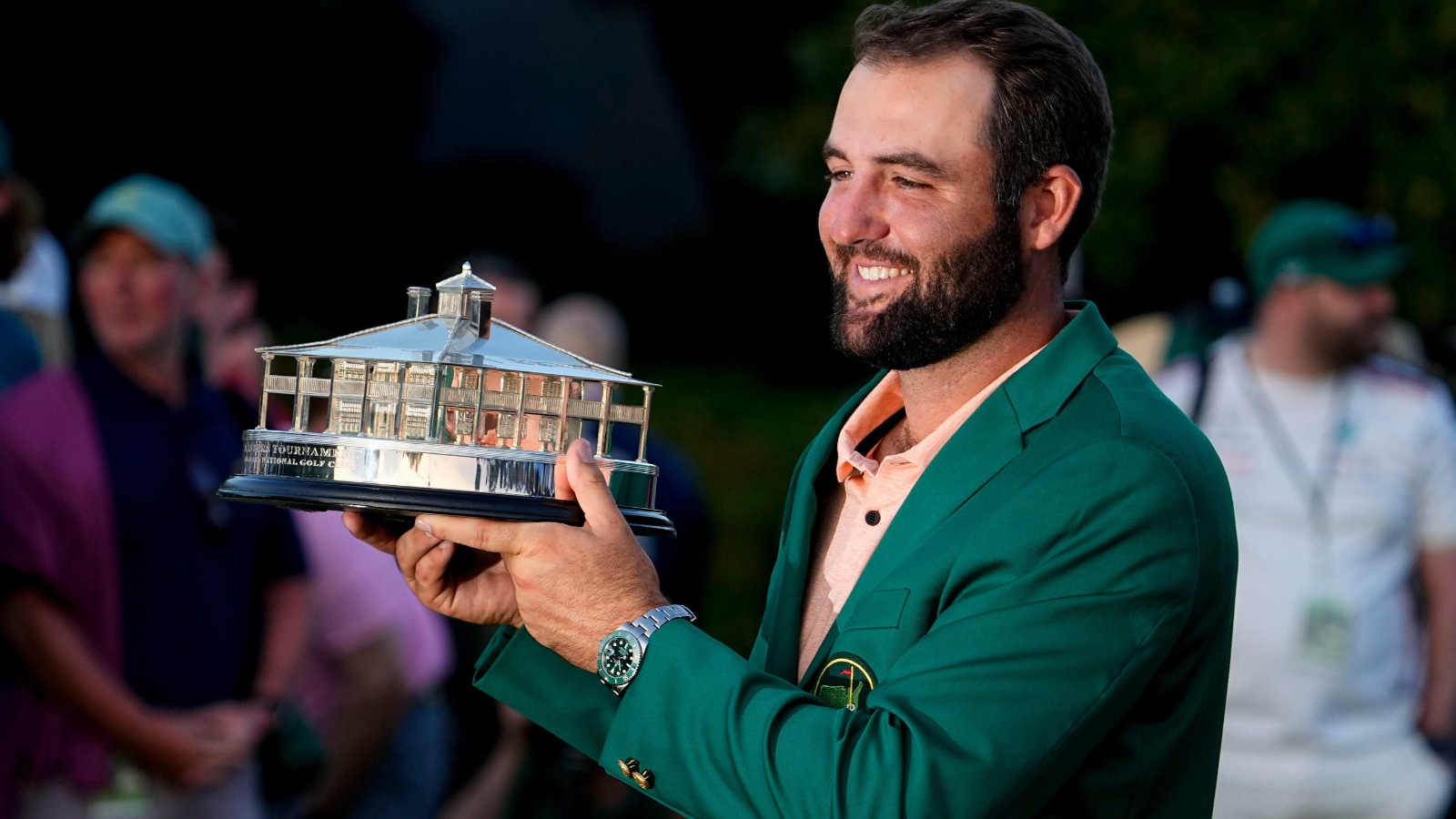 Scottie Scheffler Masters Champion wearing his Masters Green Jacket at Augusta National