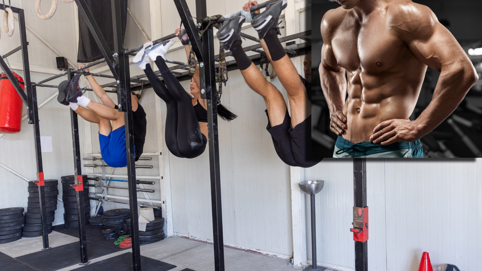 toes to bar exercise with ripped abs