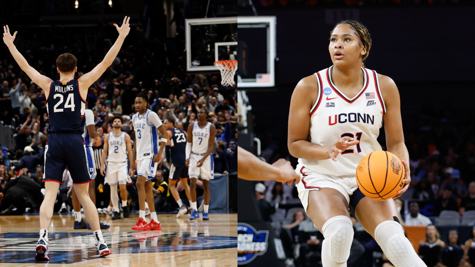 UConn Huskies Men's and Women's basketball stars side by side