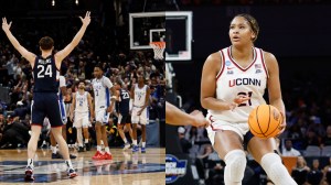 UConn Huskies Men's and Women's basketball stars side by side