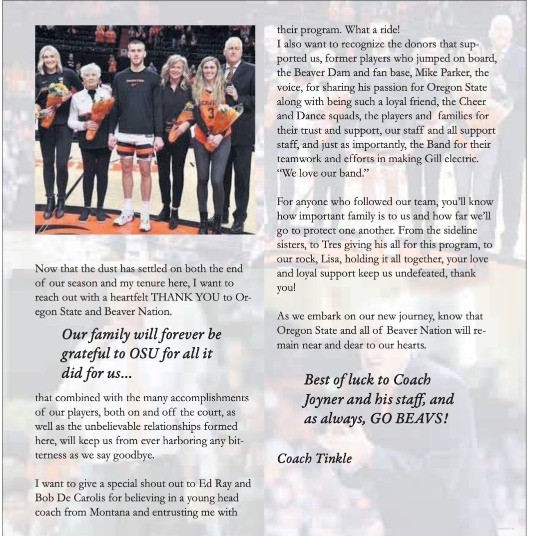 Wayne Tinkle Oregon State Newspaper Ad
