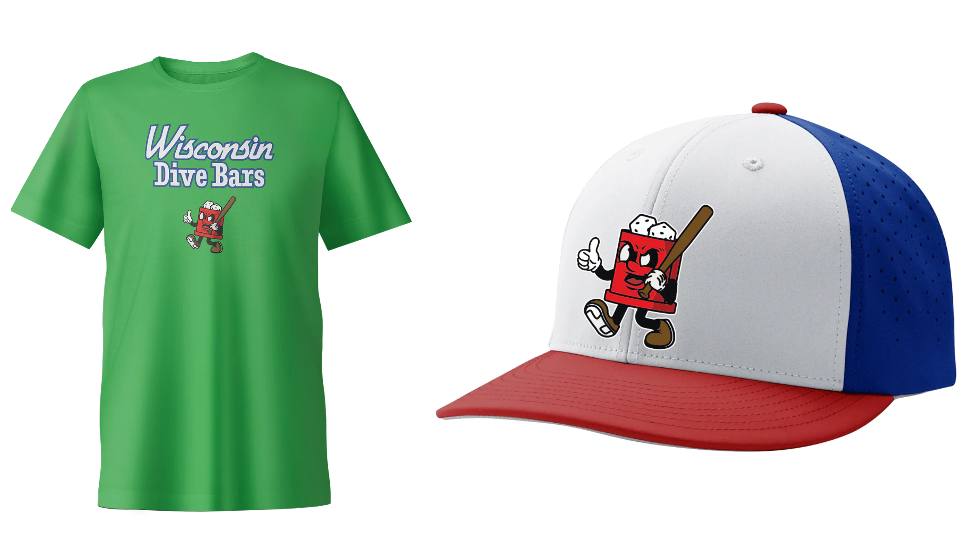 Wisconsin Dive Bars minor league baseball shirt and hat