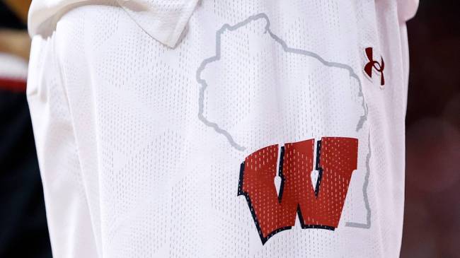 Wisconsin logo on basketball shorts