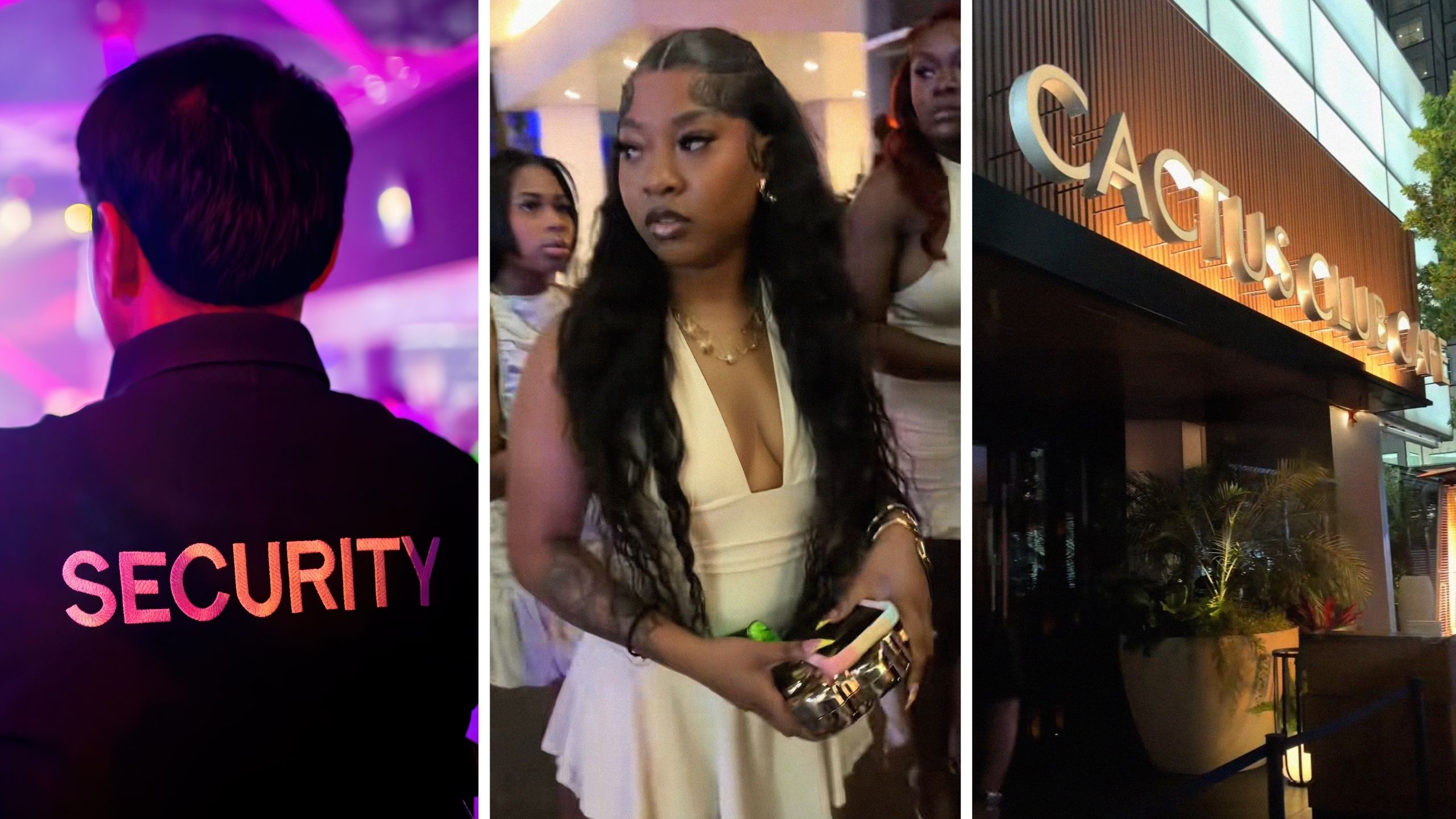 club security (l) man shares club issue (c) Cactus club entrance (r)