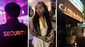 club security (l) man shares club issue (c) Cactus club entrance (r)