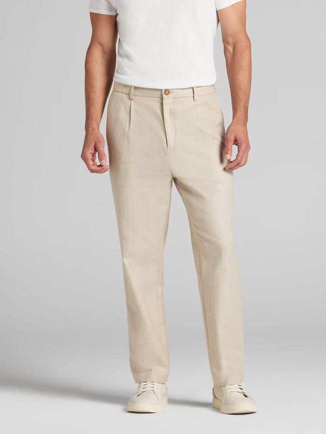 Joseph Abboud Pleated Stretch Linen Blend Chinos on sale at Men's Wearhouse