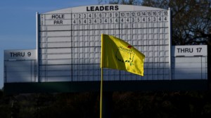 The Masters Flag and Leaderboard