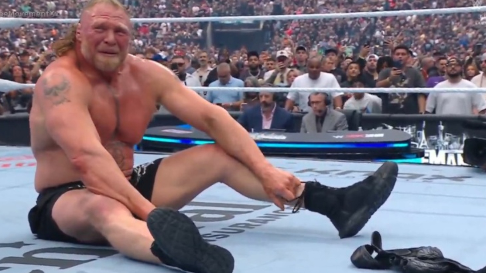 Emotional Brock Lesnar Cries In The Ring After Retiring From WWE After Loss At WrestleMania 42