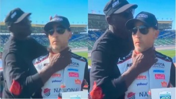 Michael Jordan Creeps Out Fans By Grabbing Tyler Reddick By The Neck Before Kissing Him During Celebration