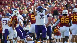 Northern Iowa Football Player Vincenzo Gianforte Stiff Arms Small Child After Spring Game