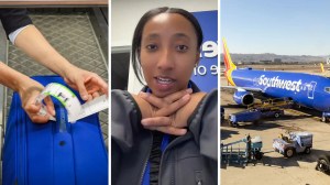 check in bag (l) woman shares southwest new bag prices (c) southwest airlines (r)