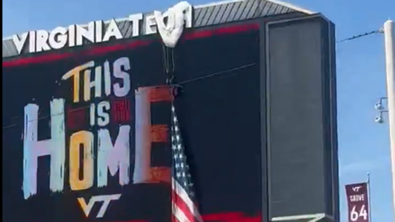 Parachutist Left Dangling After Slamming Into Scoreboard At Virginia Tech Spring Football Game