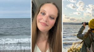 South Carolina’s Myrtle Beach (l) woman shares beach encounter (c) woman looking into deep waters (r)