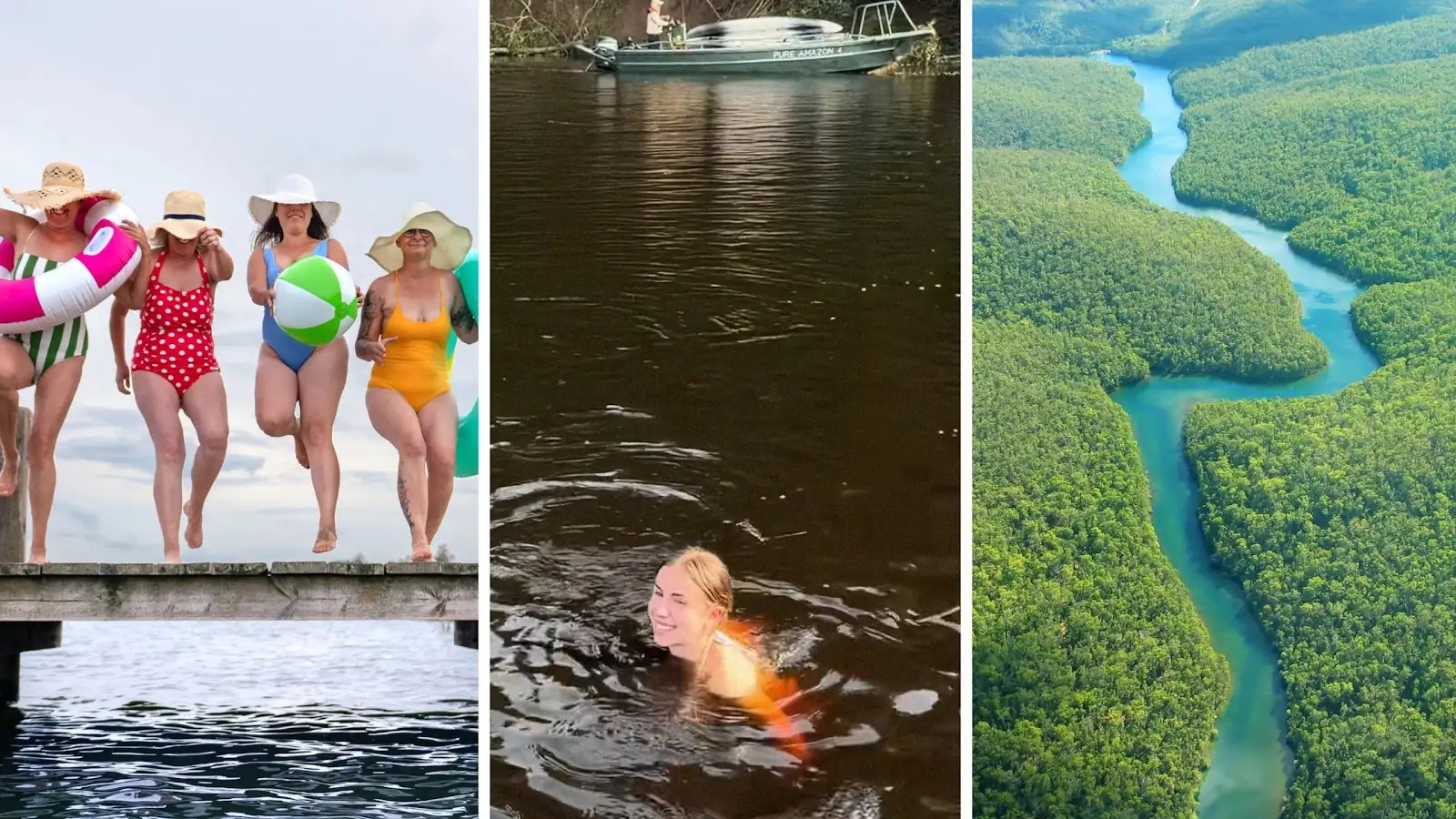 Women Swim in Amazon River, Notice Unusual Water Color