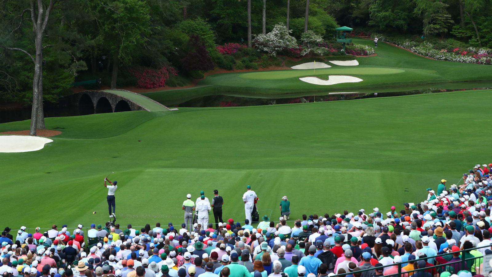 Tiger Woods at the 12th hole at Amen Corner