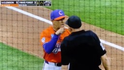 Clemson Baseball Coach Ejected For Sticking Finger In Ump’s Face Over Strikeout That Didn’t Happen