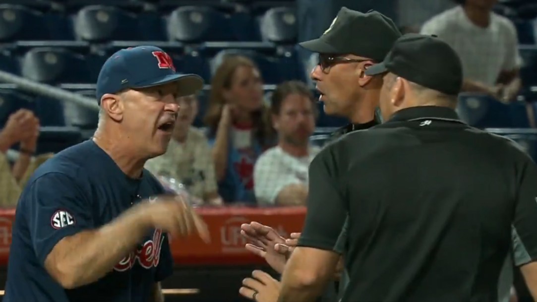 College baseball florida ole miss mike bianco aidan king outburst angry rules