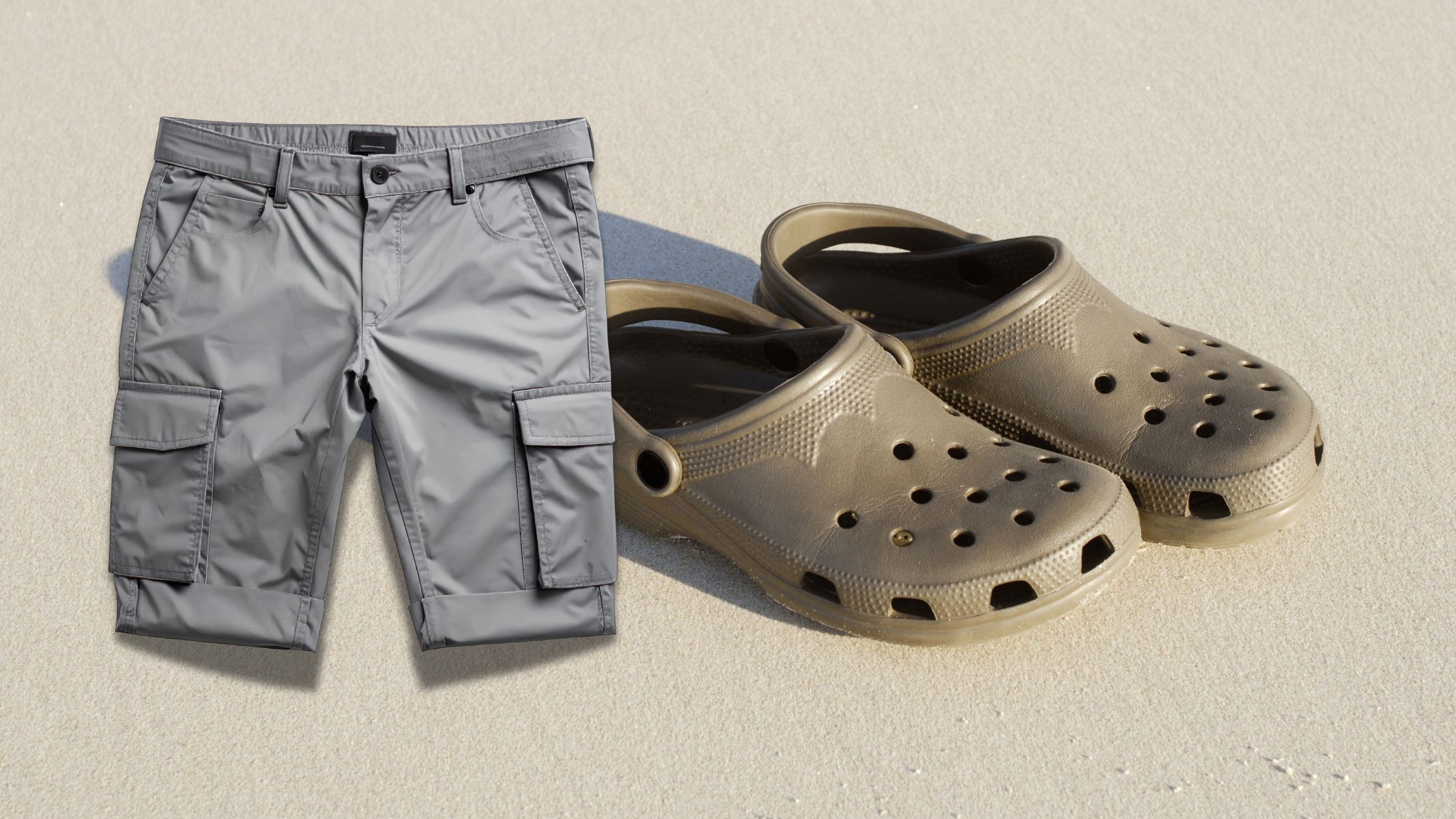 crocs and cargo shorts