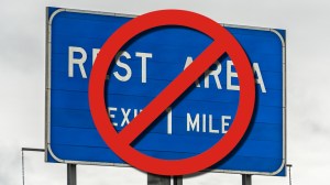 No symbol over rest area sign