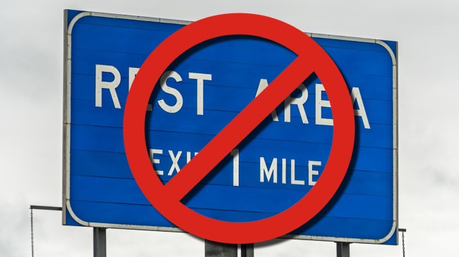 No symbol over rest area sign