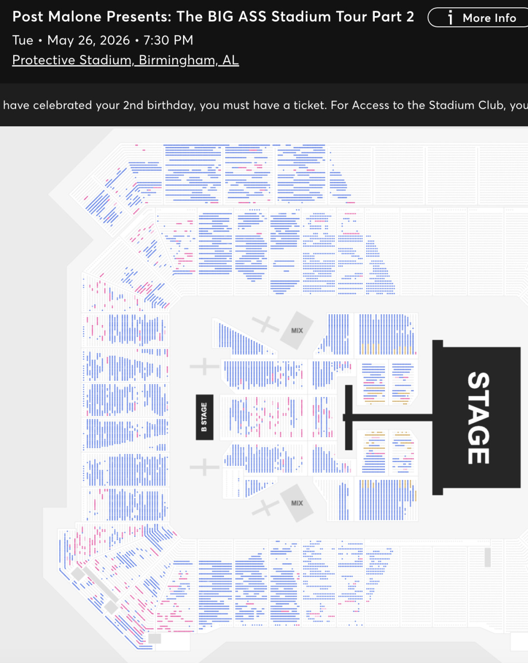 Post Malone tour ticket sales birmingham