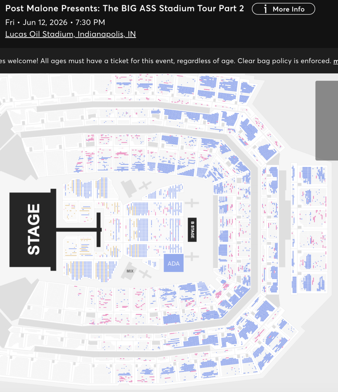 Post Malone tour ticket sales indianapolis