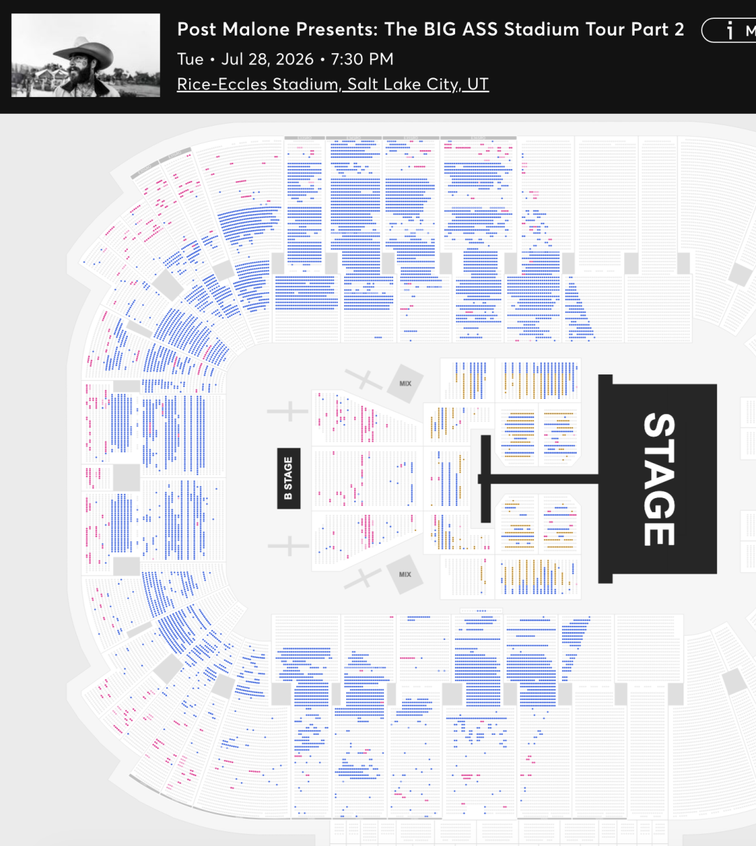 Post Malone tour ticket sales salt lake city
