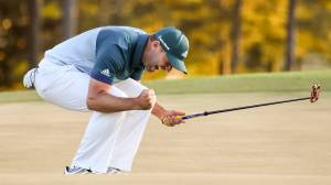 Sergio Garcia celebrates after winning The Masters in 2017