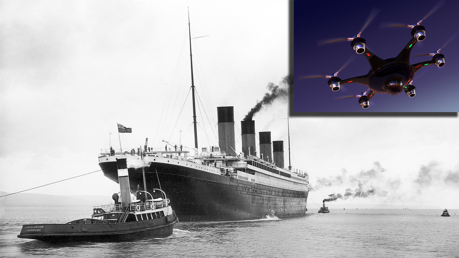 RMS Titanic and a drone show in Belfast, Ireland