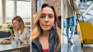 woman having brunch alone (l) woman shares being single struggles (c) brunch place entrance (r)