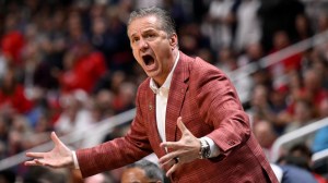 John Calipari coaches Arkansas at the 2026 NCAA Tournament
