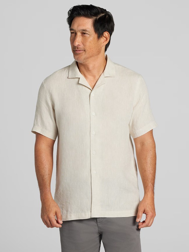 Joseph Abboud Linen Short Sleeve Camp Shirt