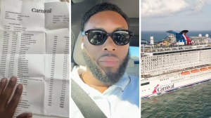 carnival cruise bill (l) man shares carnival cruise experience (c) Carnival cruise on the go (r)