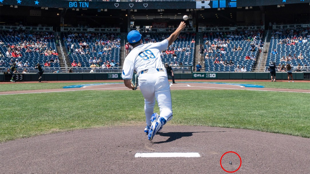 UCLA-pitcher-Angel-Cervantes-toy-dinosaur-Jerry