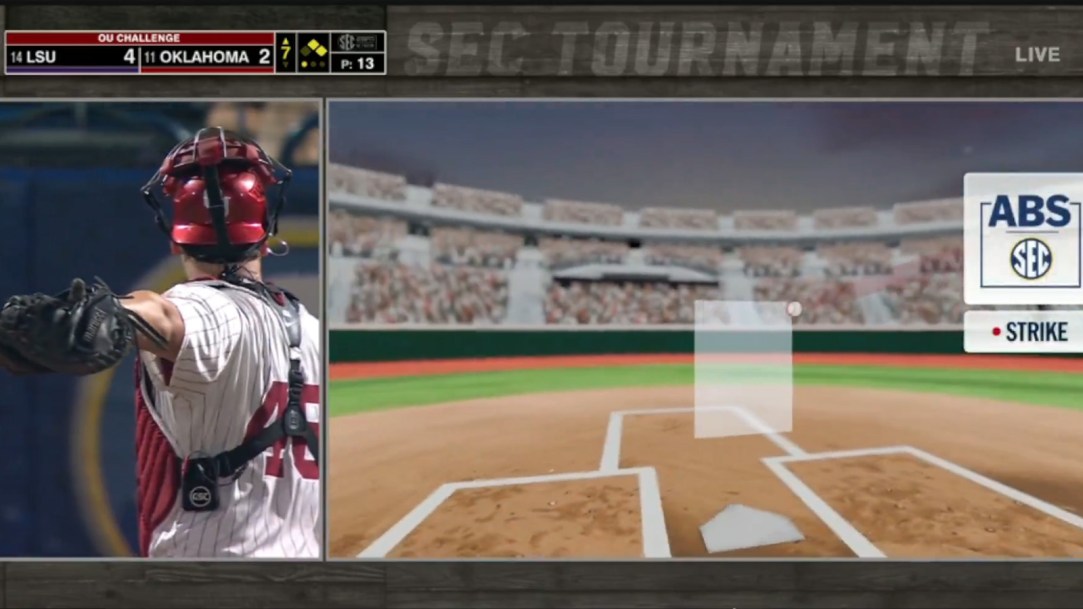 Automated ball-strike system abs sec tournament lsu oklahoma stolen base