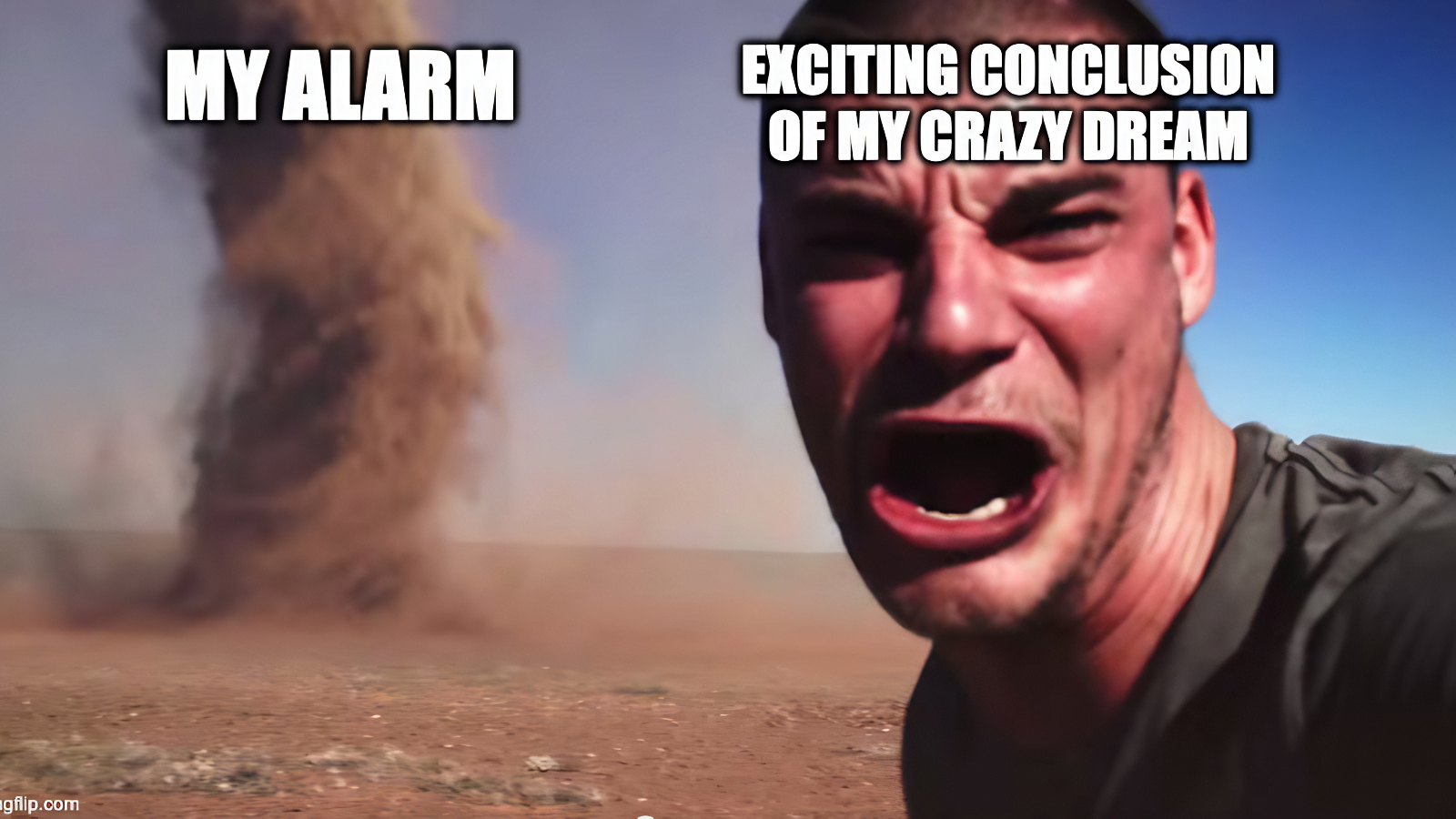 best meme about dreams versus alarms in the morning