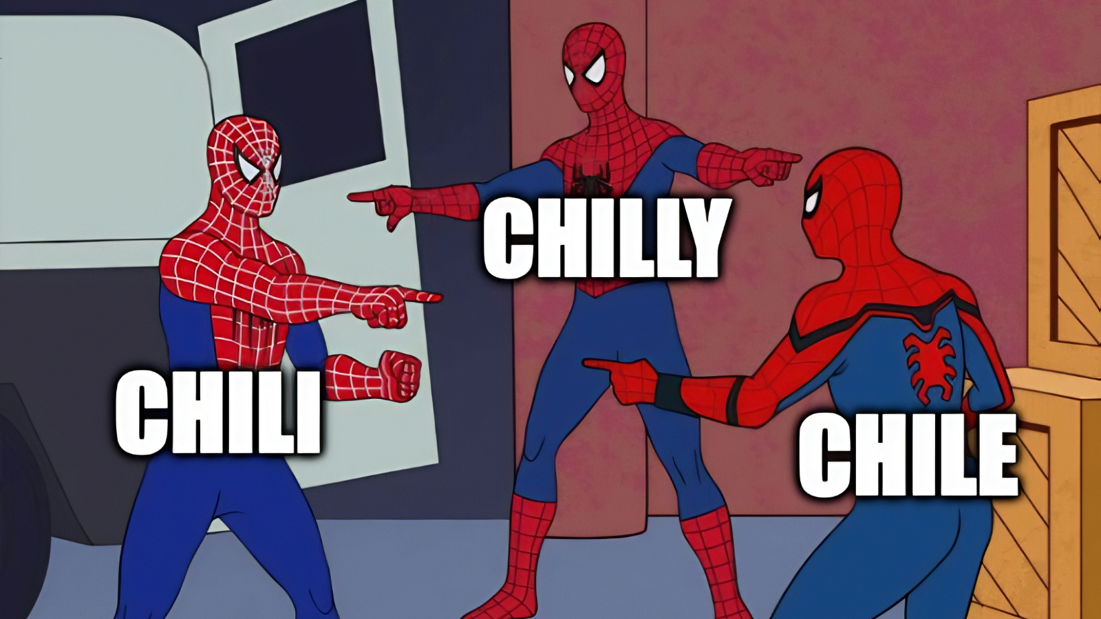 best meme pointing Spider-man words sound the same