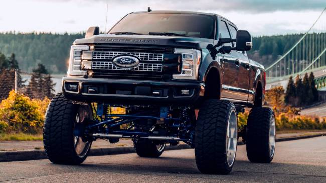 Lifted pickup truck