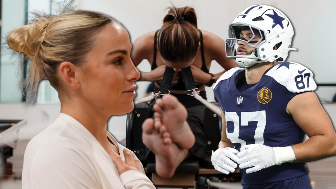 Pilates NFL workout harder men jake ferguson haley cavinder ego humbled