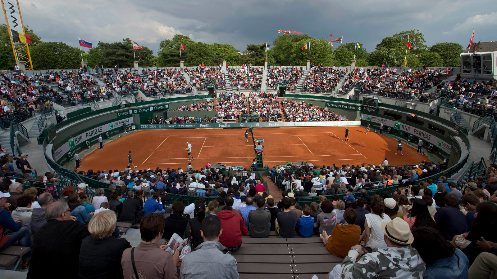 clay tennis courts at Rolan-Garros in Paris