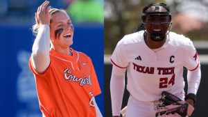 Co-Big 12 pitchers of the year Ruby Meylan and Nijaree Canady