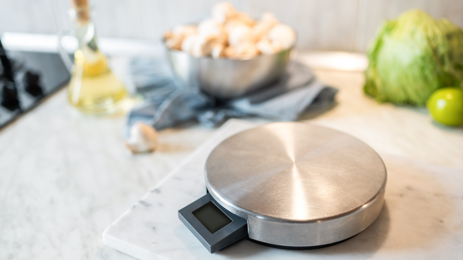 digital smart food scale used in home kitchen