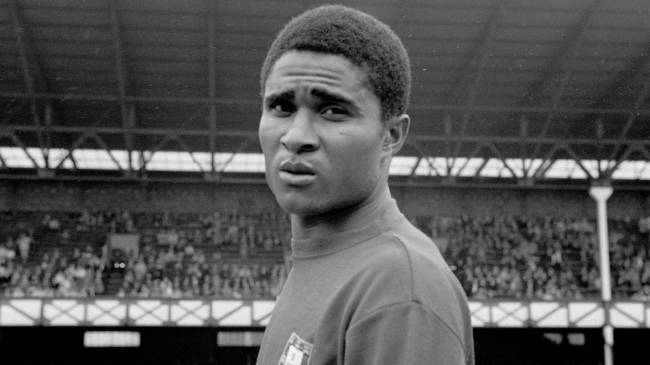 Eusébio plays for Portugal at 1966 World Cup