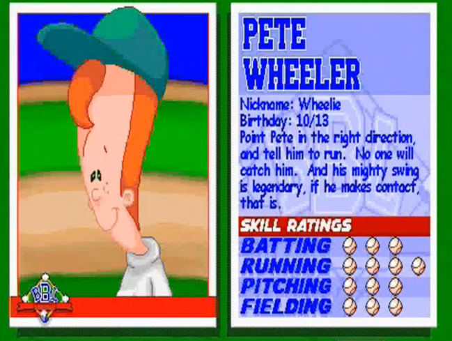 Pete Wheeler Backyard Baseball ratings