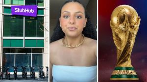 Stubhub office (l) woman shares FIFA ticket issues (c) FIFA world cup (r)