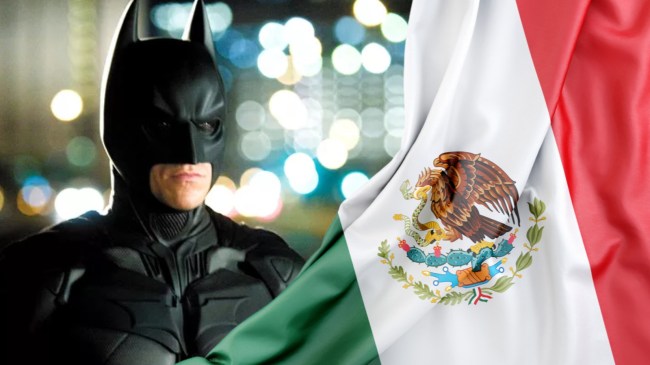 Batman next to Mexican flag