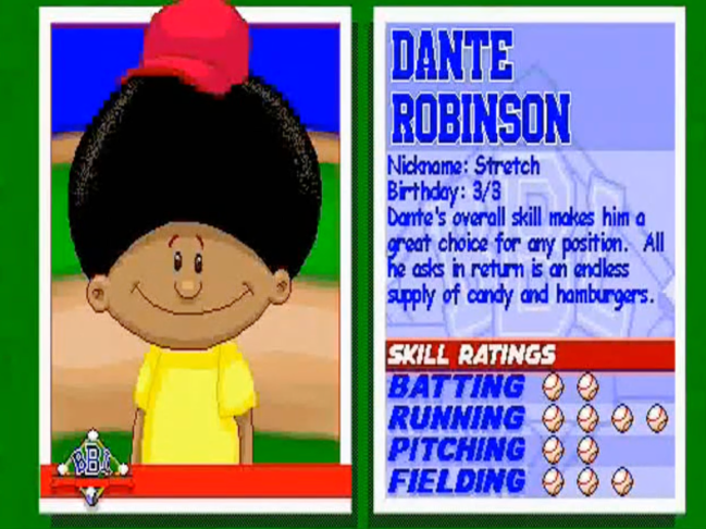 Dante Robinson Backyard Baseball ratings